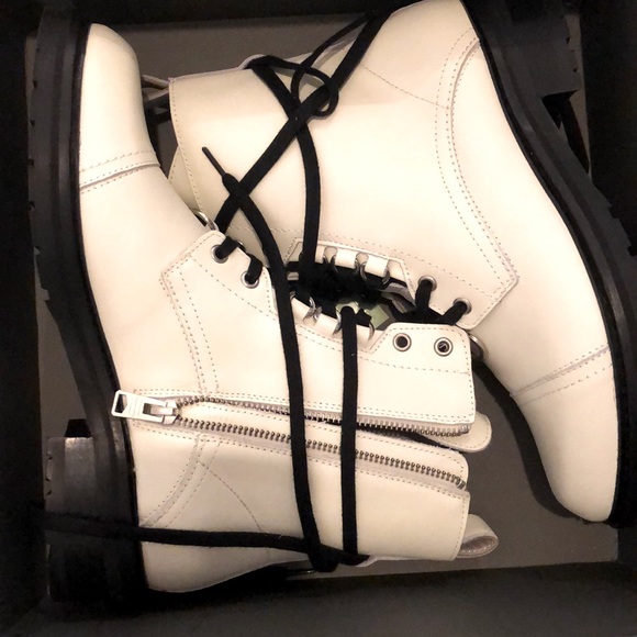 New All Saints Lira Hiking White Boots - Picture 5 of 8
